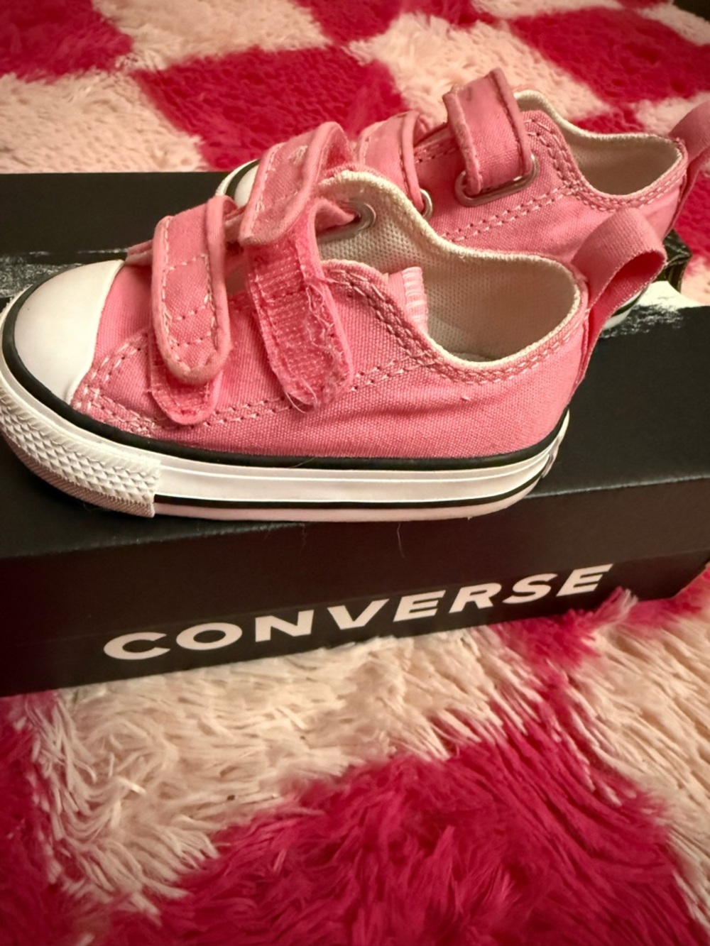 Converse Kids Pink Canvas Velcro Sneakers
